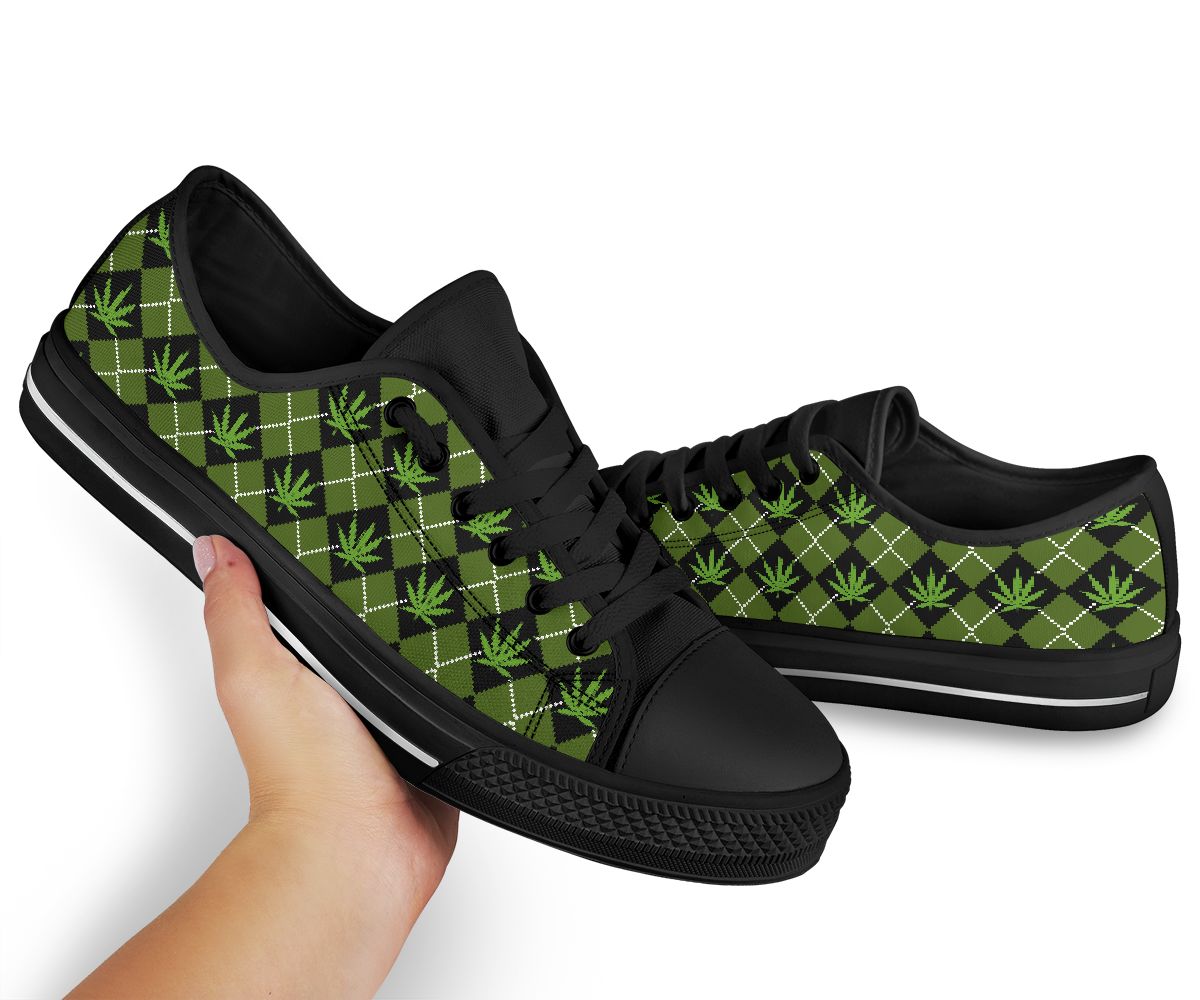 Argyle Pot Leaves - Weed Low Top Shoes 0822