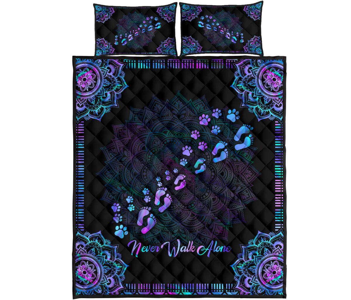 Never Walk Alone Dog Quilt Set 0622