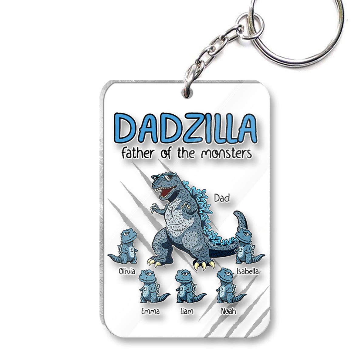 Dadzilla Father Of Monsters - Personalized Father Transparent Keychain