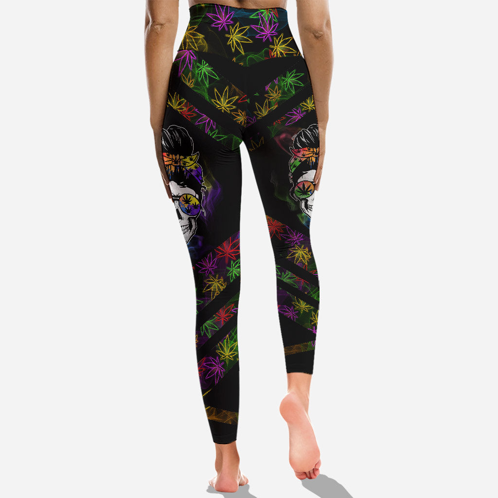 Stoned To The Bone - Personalized Weed Cross Tank Top and Leggings