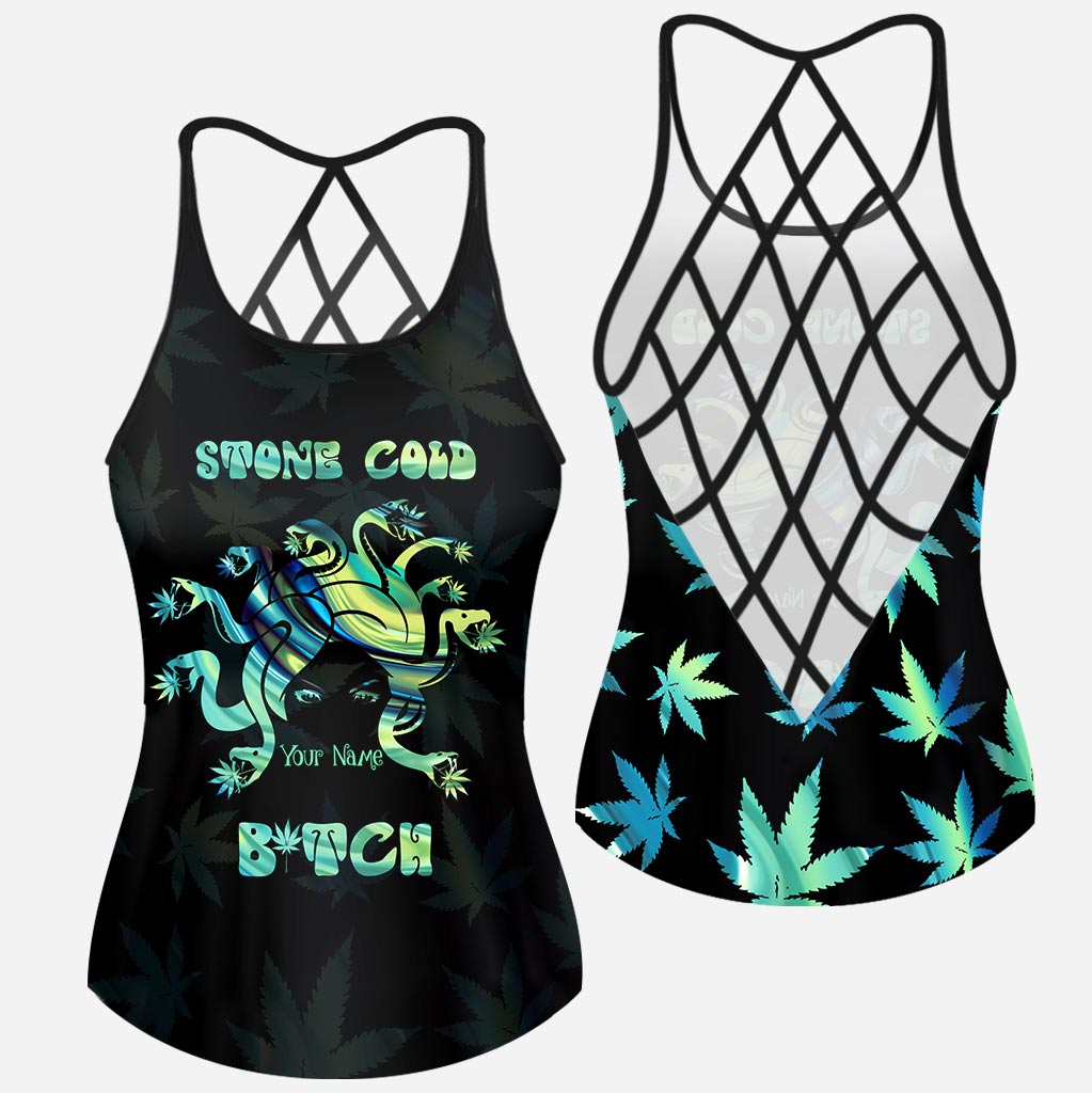 Stone Cold - Personalized Weed Cross Tank Top and Women Shorts