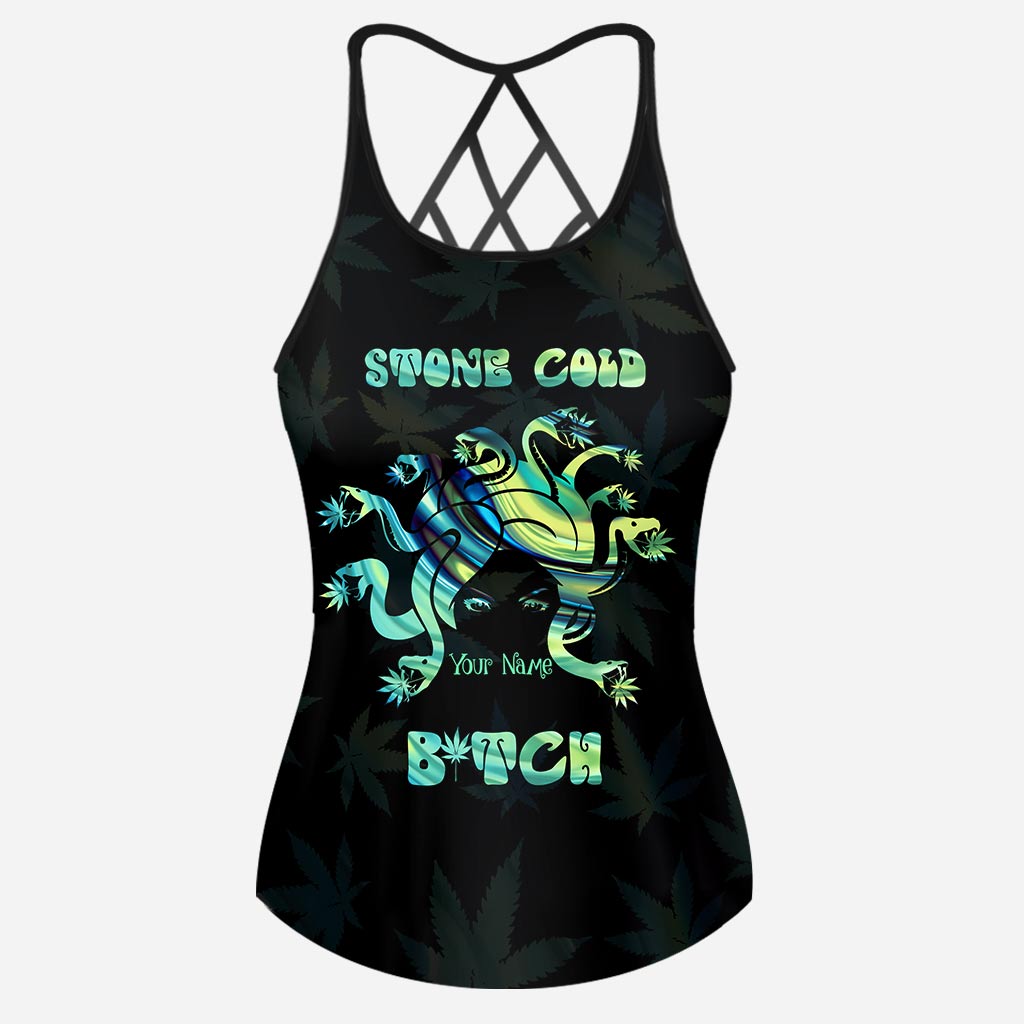 Stone Cold - Personalized Weed Cross Tank Top and Women Shorts