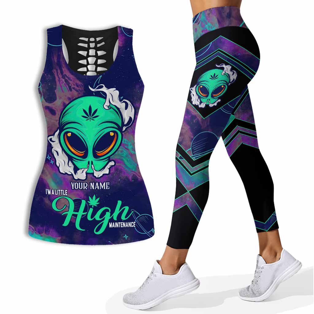 I'm A Little High Maintenance - Personalized Weed Hollow Tank Top and Leggings