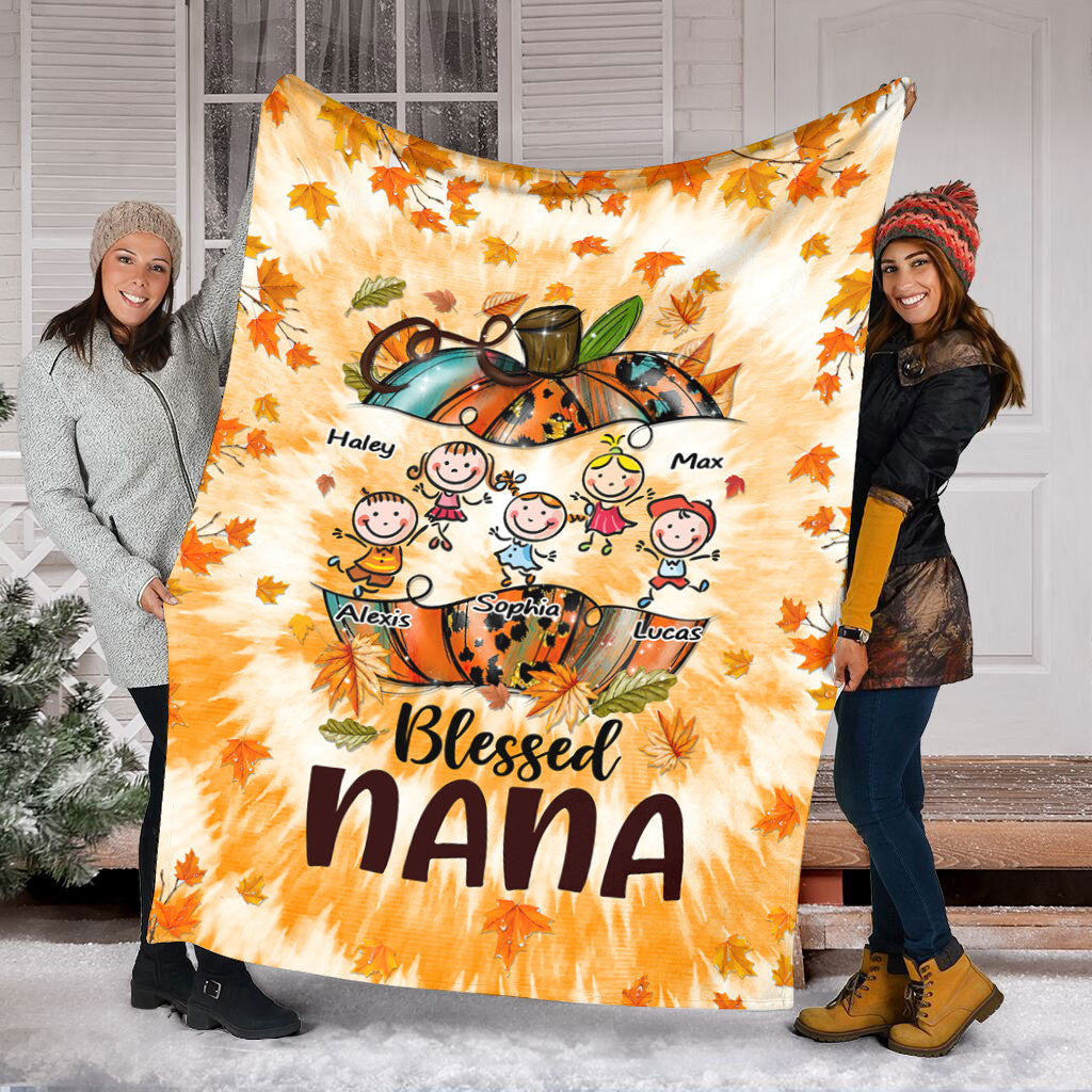Blessed Nana - Personalized Thanksgiving Grandma Blanket