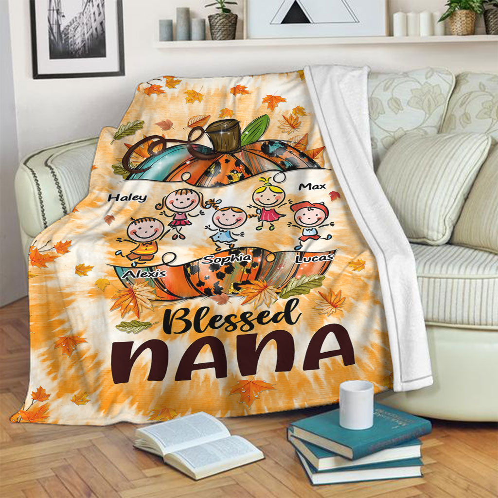 Blessed Nana - Personalized Thanksgiving Grandma Blanket