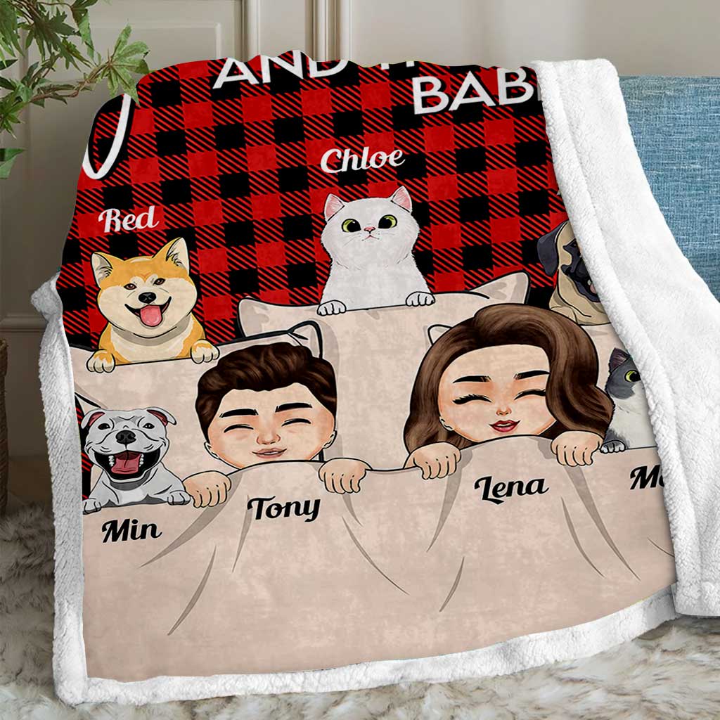 You & Me And The Fur Babies - Personalized Couple Blanket