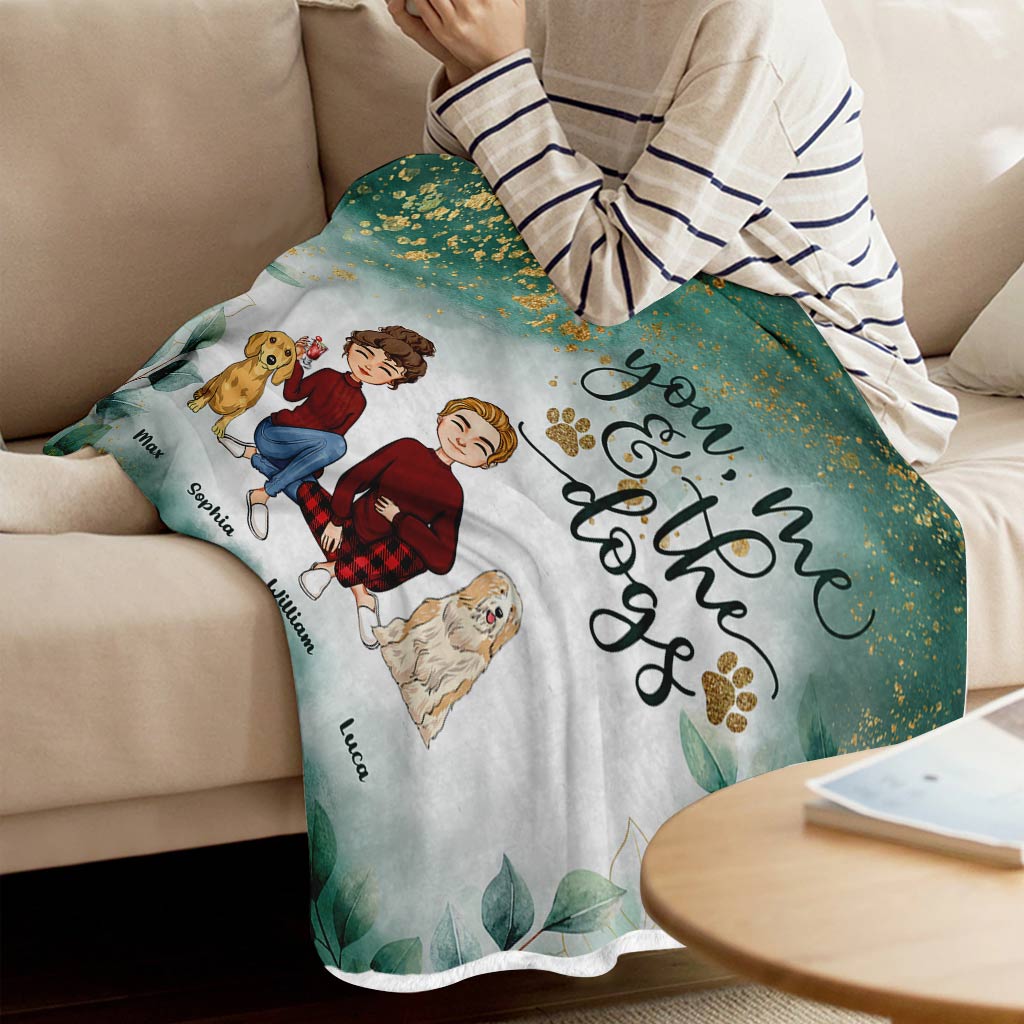 You, Me & The Dogs - Personalized Couple Blanket