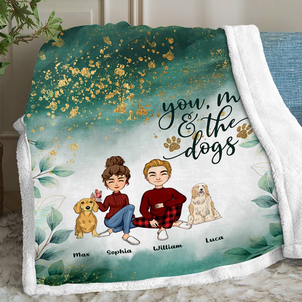 You, Me & The Dogs - Personalized Couple Blanket