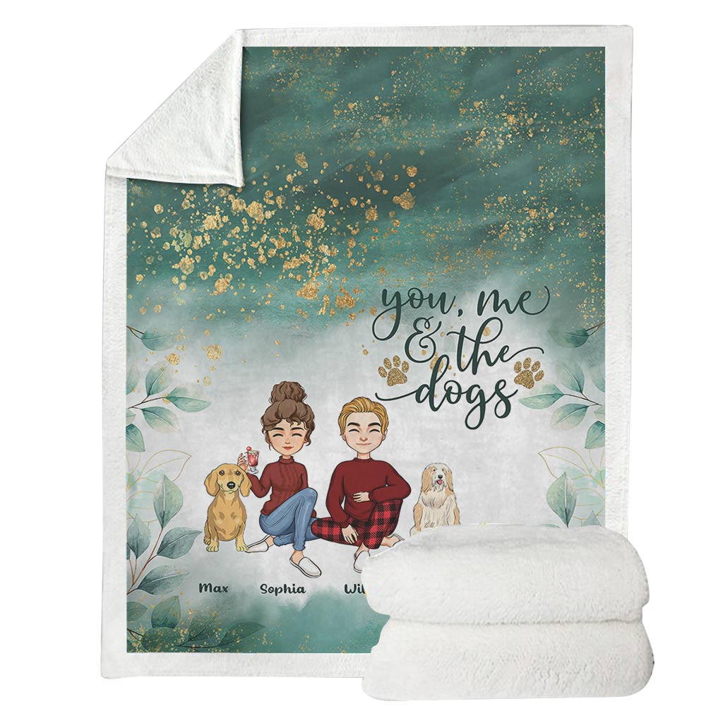 You, Me & The Dogs - Personalized Couple Blanket