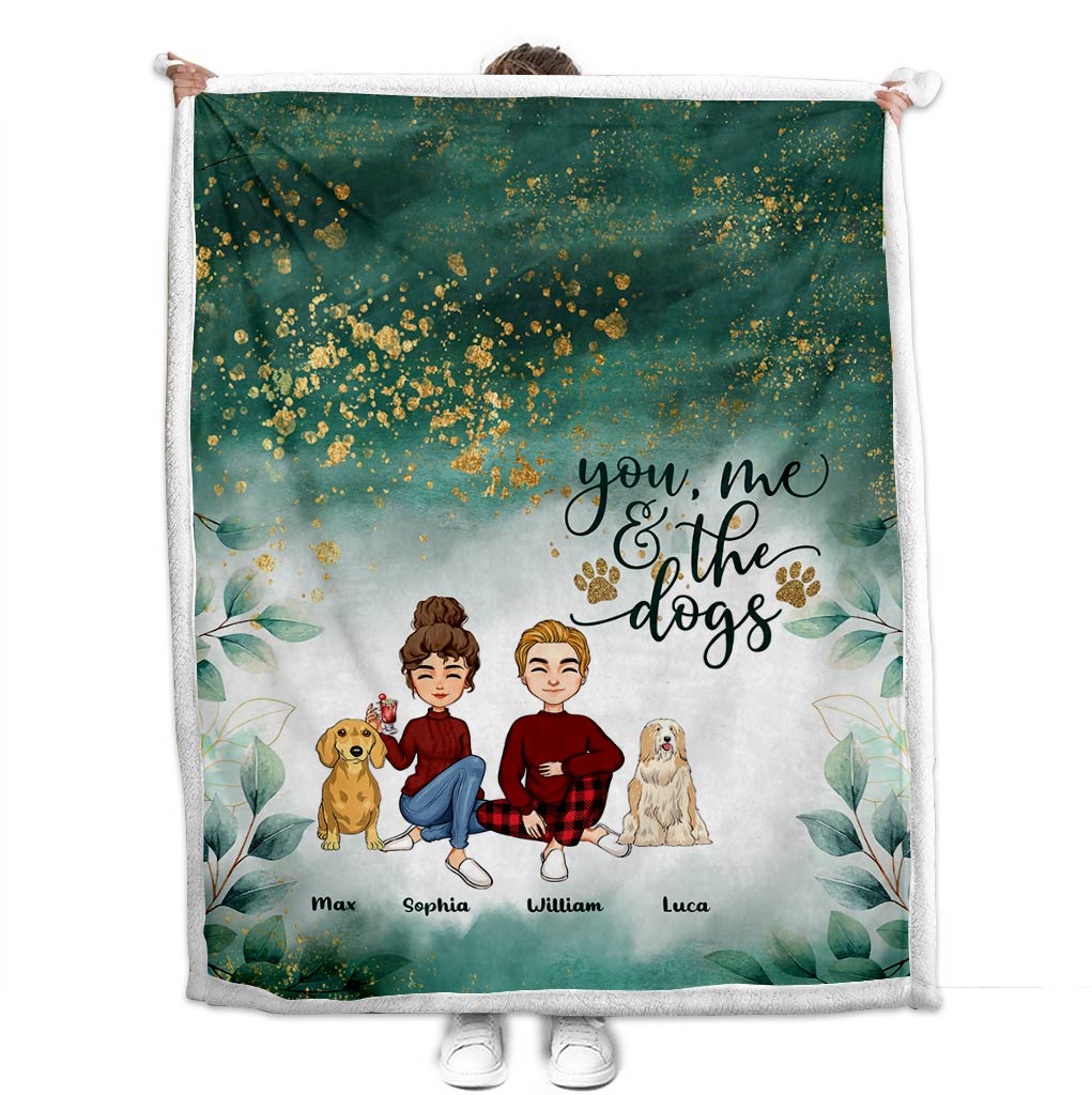 You, Me & The Dogs - Personalized Couple Blanket