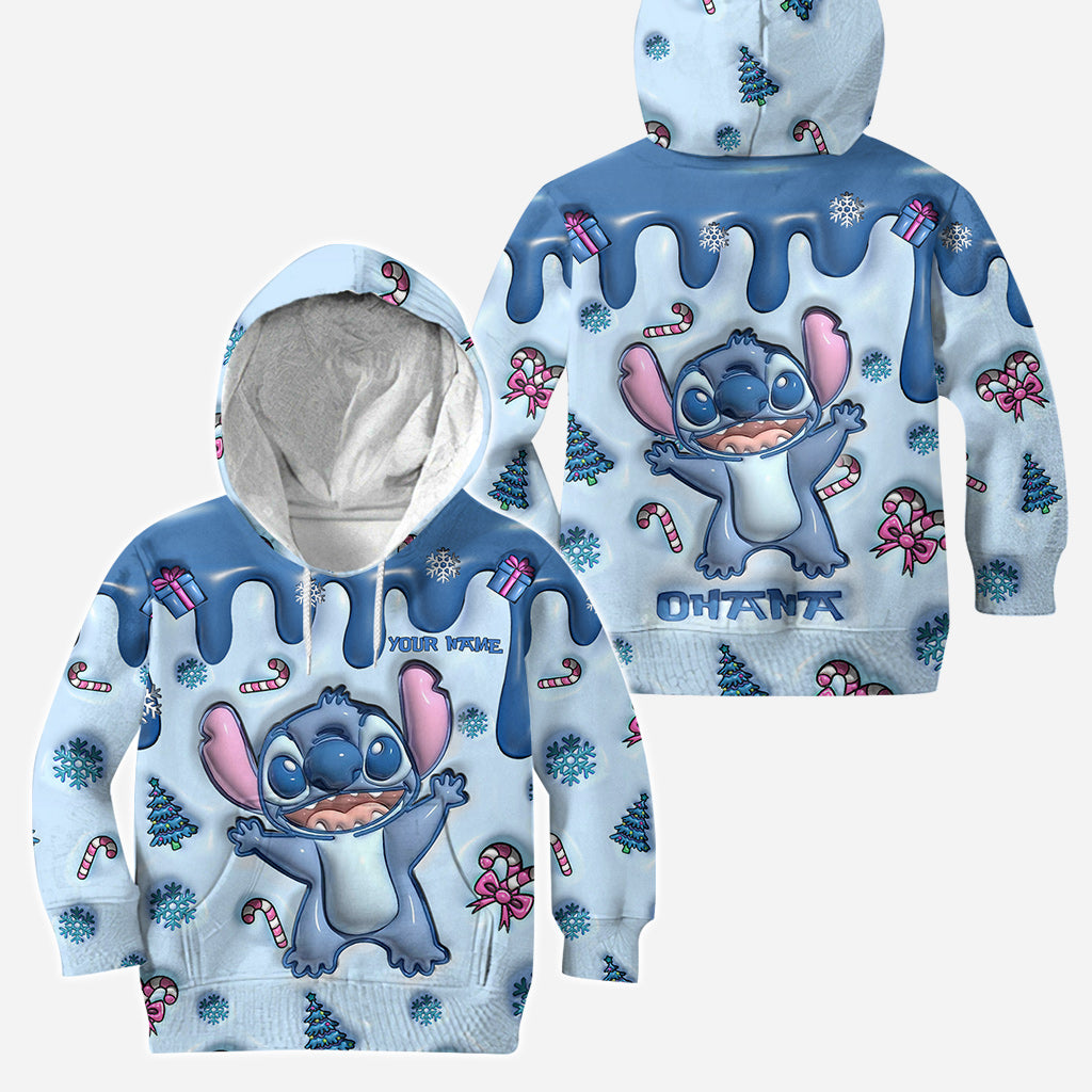 Ohana Blue Inflated - Personalized Ohana Hoodie and Leggings