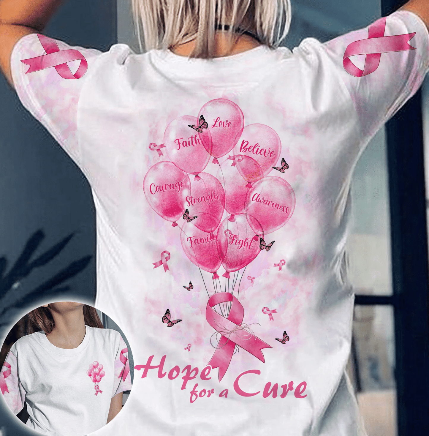 Hope For A Cure Breast Cancer - Breast Cancer Awareness All Over T-shirt and Hoodie 0822