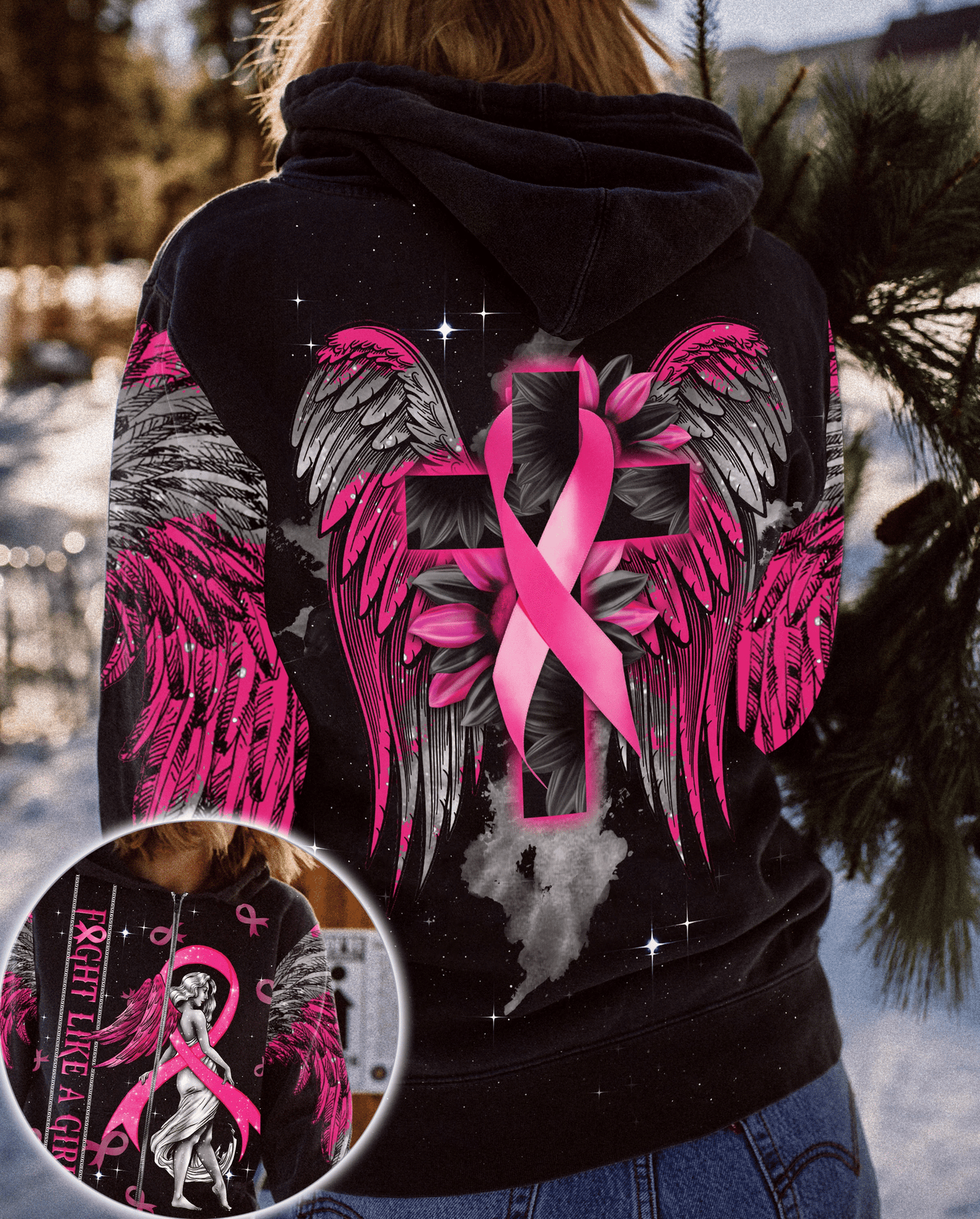 Fight Like A Girl Breast Cancer - Breast Cancer Awareness All Over T-shirt and Hoodie 0822