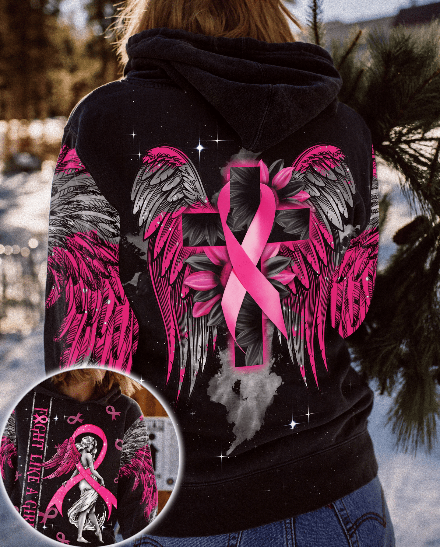Fight Like A Girl Breast Cancer - Breast Cancer Awareness All Over T-shirt and Hoodie 0822
