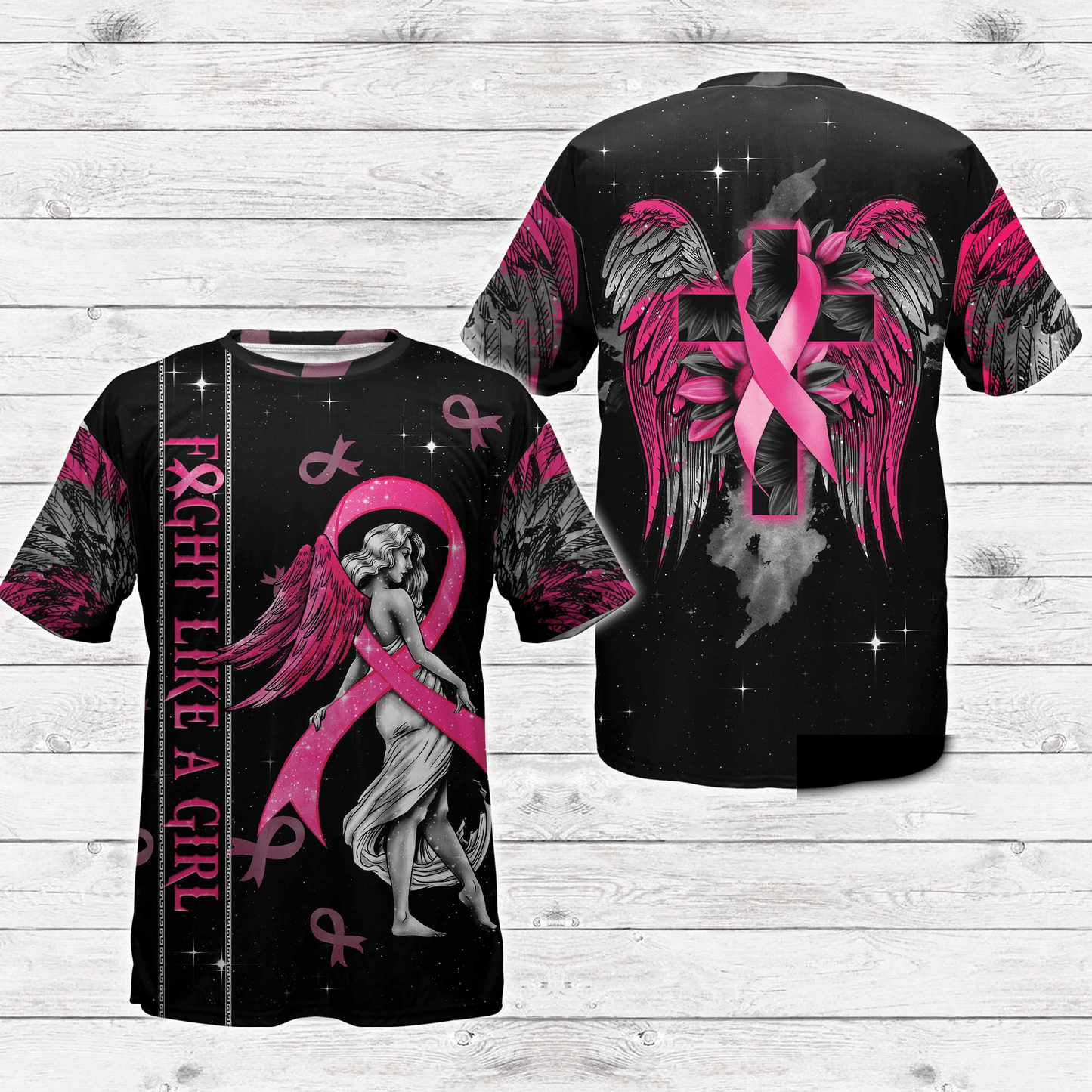 Fight Like A Girl Breast Cancer - Breast Cancer Awareness All Over T-shirt and Hoodie 0822