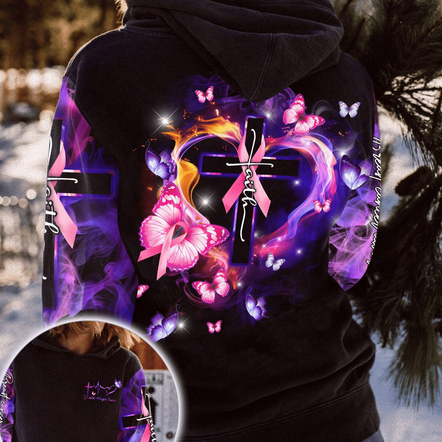 Butterfly Faith - Breast Cancer Awareness All Over T-shirt and Hoodie 0822