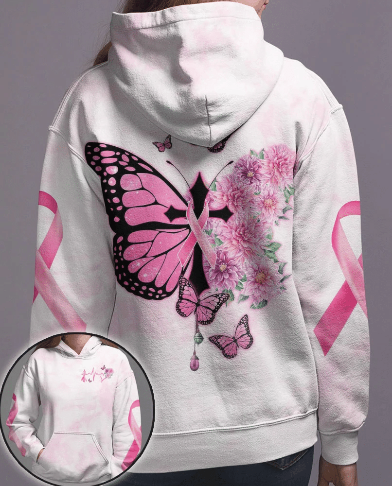Butterfly Cross Pink Ribbon - Breast Cancer Awareness All Over T-shirt and Hoodie 0822