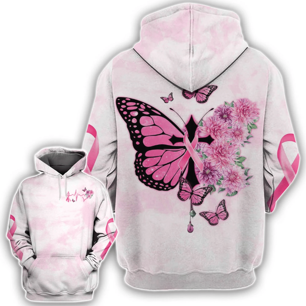 Butterfly Cross Pink Ribbon - Breast Cancer Awareness All Over T-shirt and Hoodie 0822