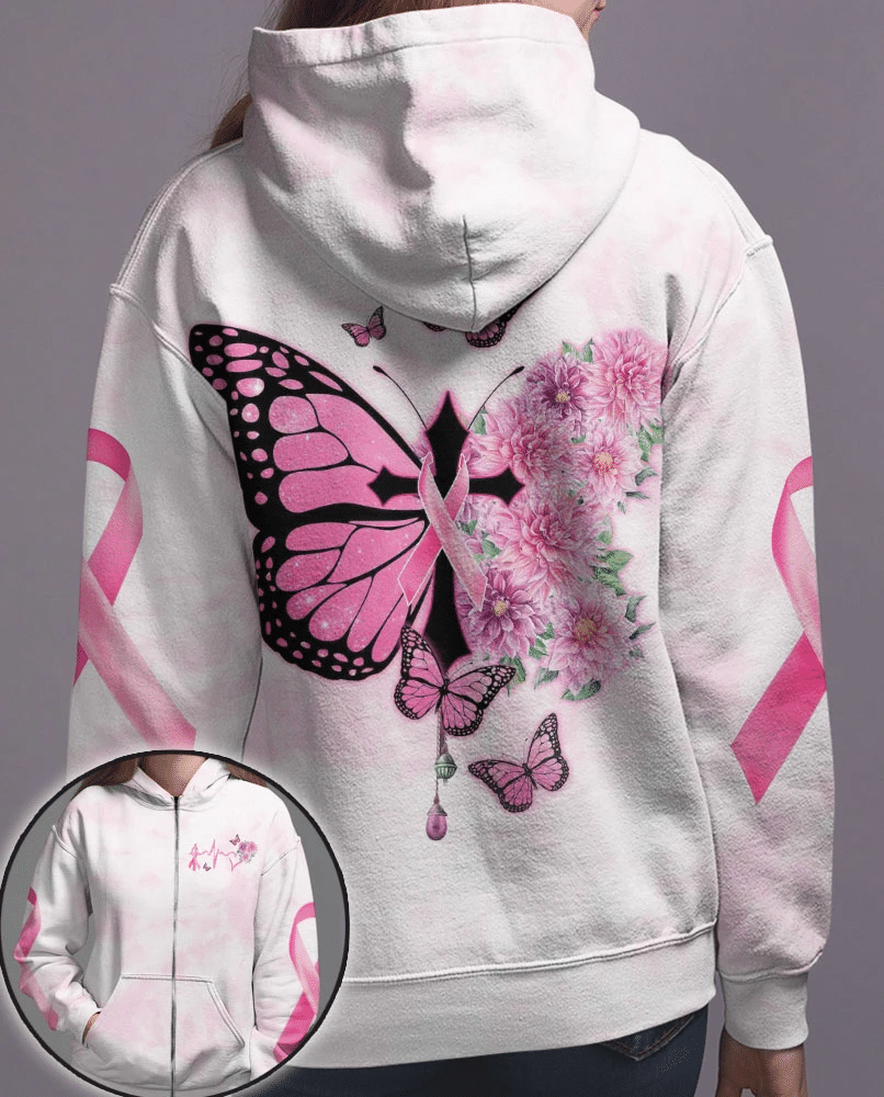 Butterfly Cross Pink Ribbon - Breast Cancer Awareness All Over T-shirt and Hoodie 0822
