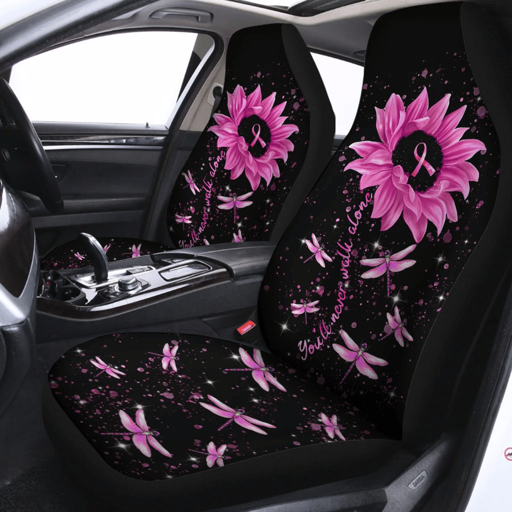 You Will Never Walk Alone Breast Cancer Automotive- Breast Cancer Awareness Seat Covers 0822