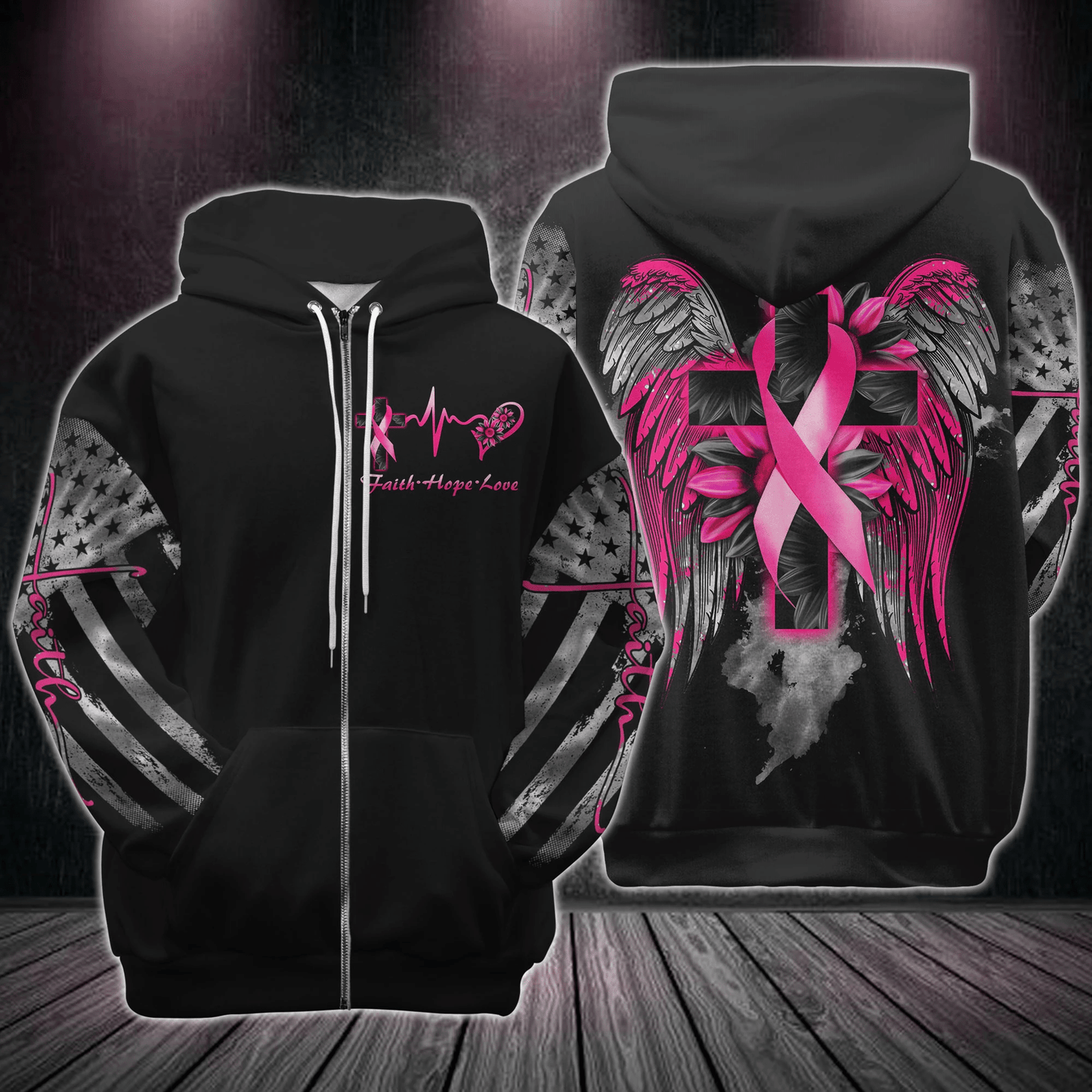 Cross Wing Sunflower Breast Cancer - Breast Cancer Awareness All Over T-shirt and Hoodie 0822