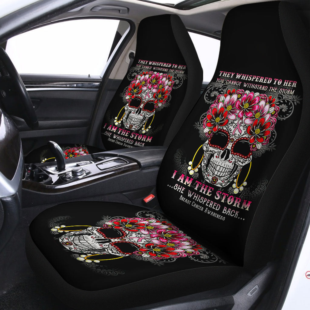 I Am The Storm Skull Cancer Automotive- Breast Cancer Awareness Seat Covers 0822