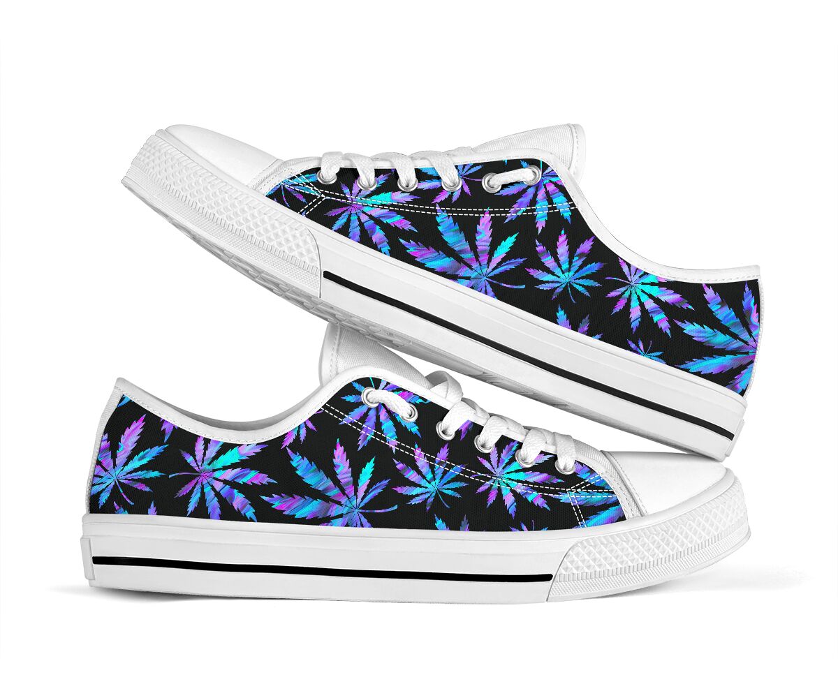 Holographic Leaves Pattern - Weed Low Top Shoes 0822