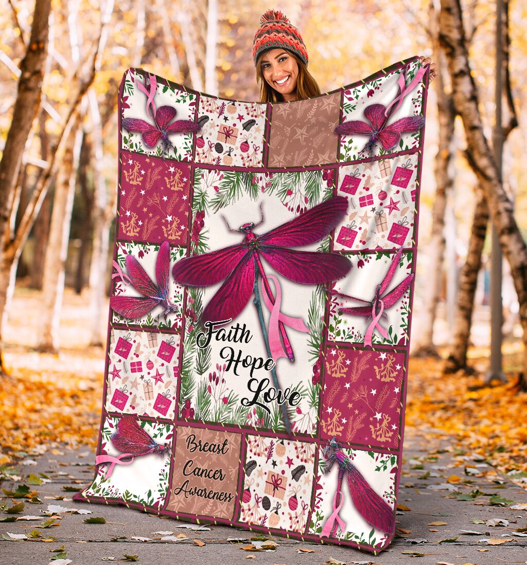 Faith Hope Love Breast Cancer Awareness Blanket 0622