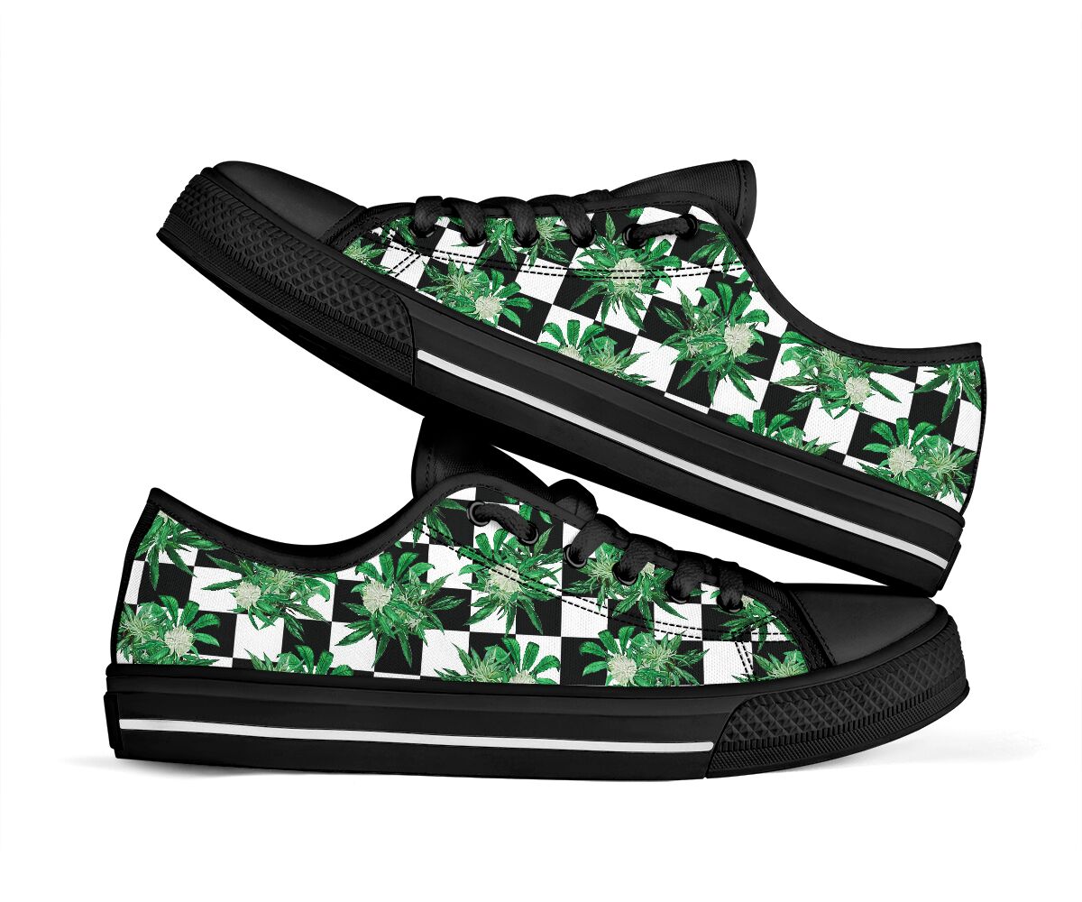 Cannabis Chess Pattern - Weed Low Top Shoes 0822
