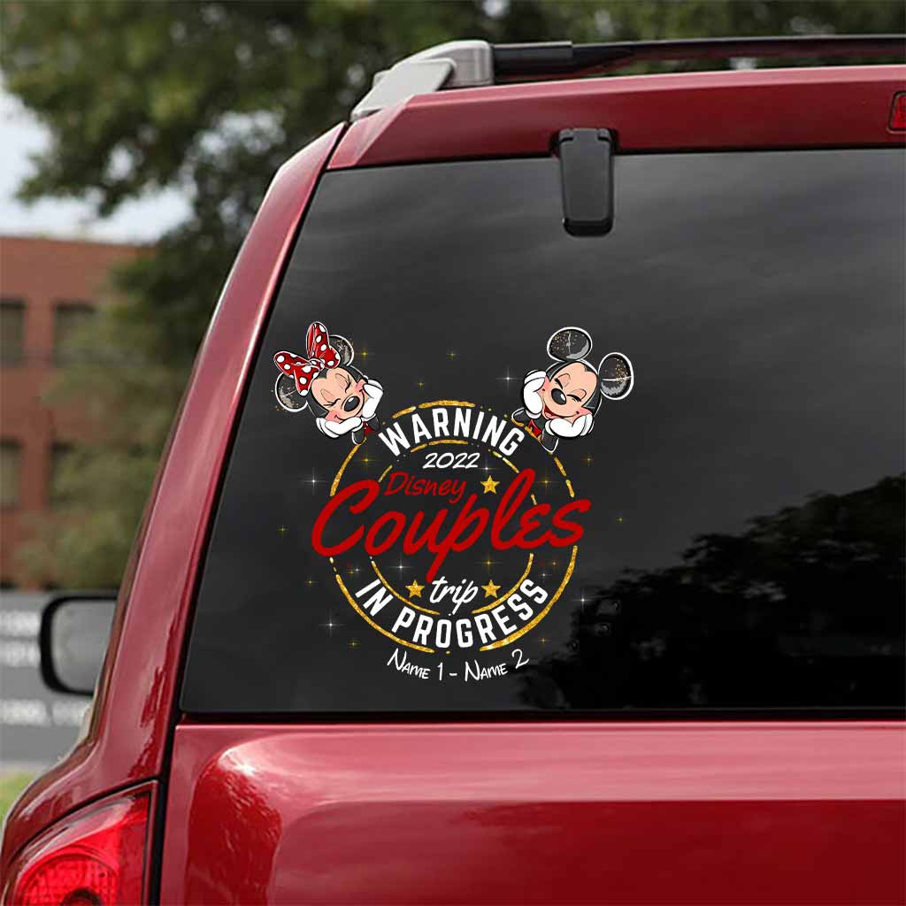 Warning Family Trip In Progress - Personalized Couple Mouse Decal Full