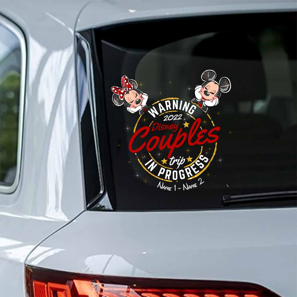 Warning Family Trip In Progress - Personalized Couple Mouse Decal Full