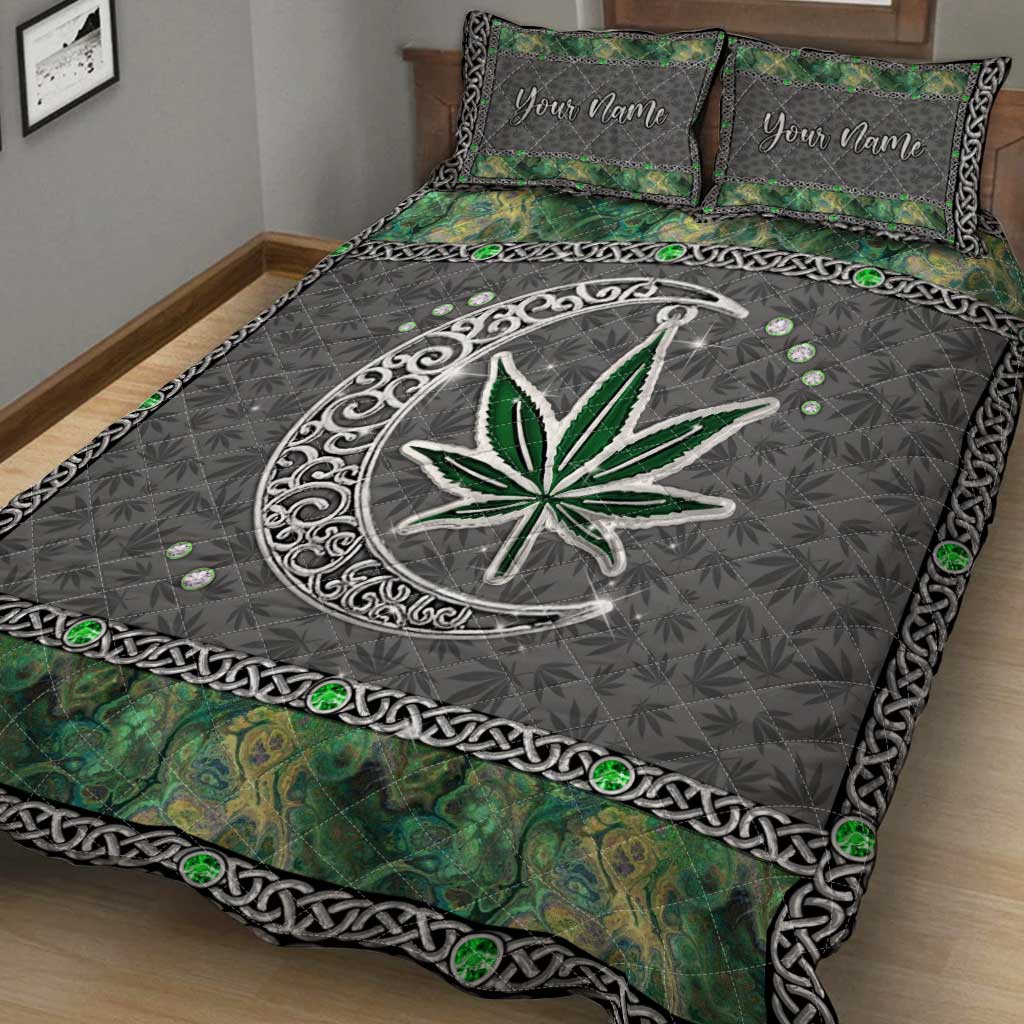 High Life Green Leaf - Personalized Weed Quilt Set