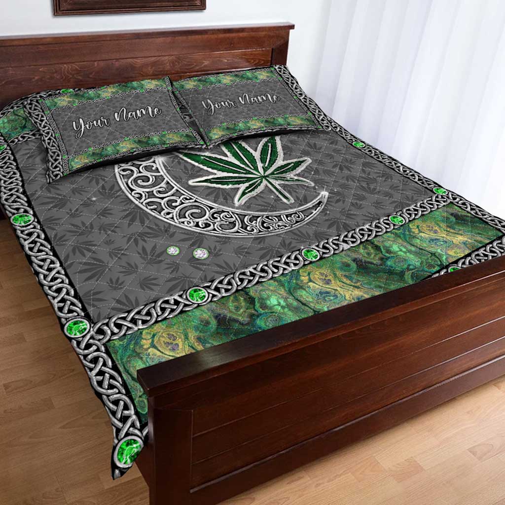 High Life Green Leaf - Personalized Weed Quilt Set