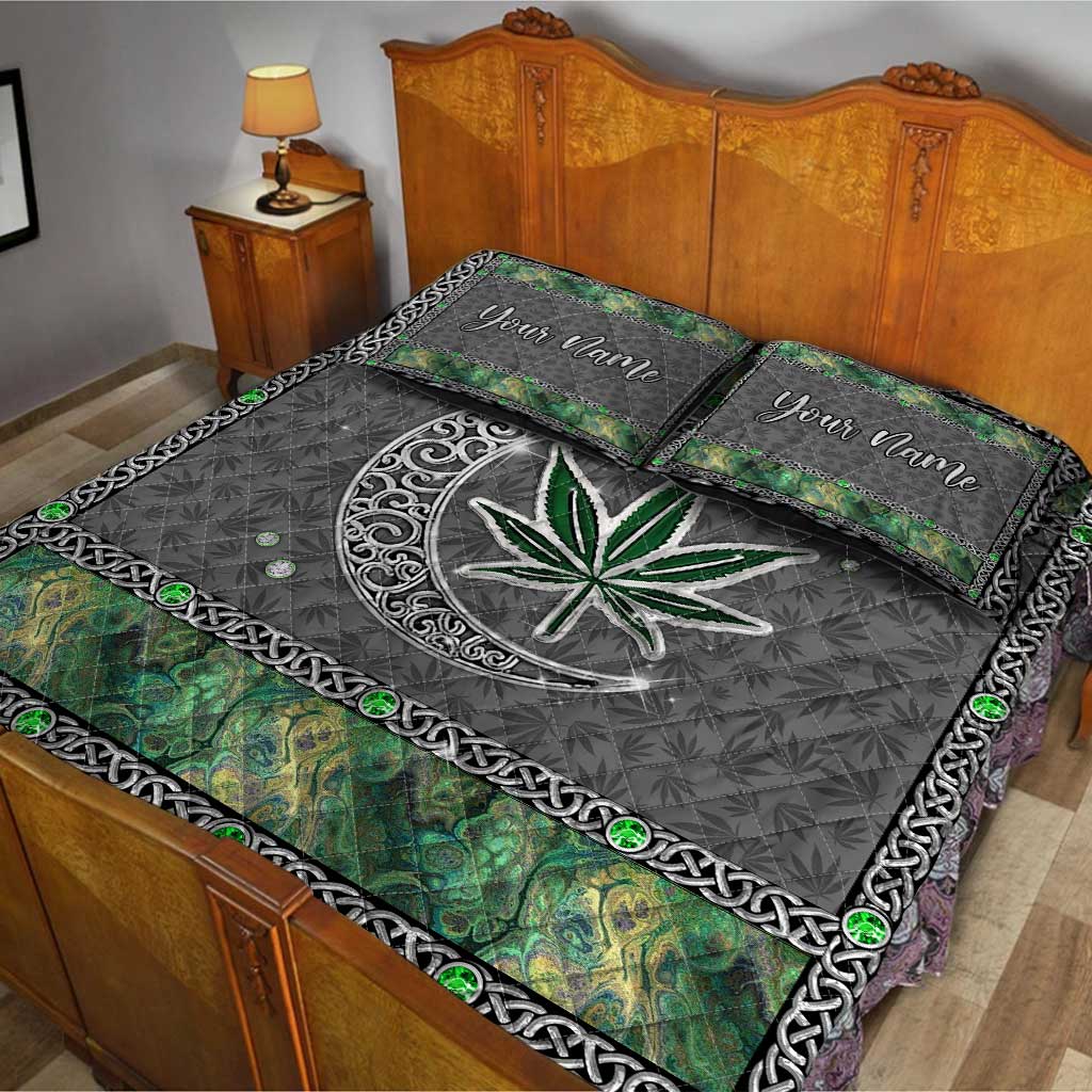 High Life Green Leaf - Personalized Weed Quilt Set