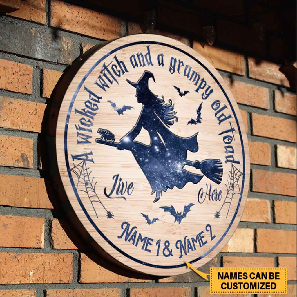 A Wicked Witch Personalized Round Wood Sign