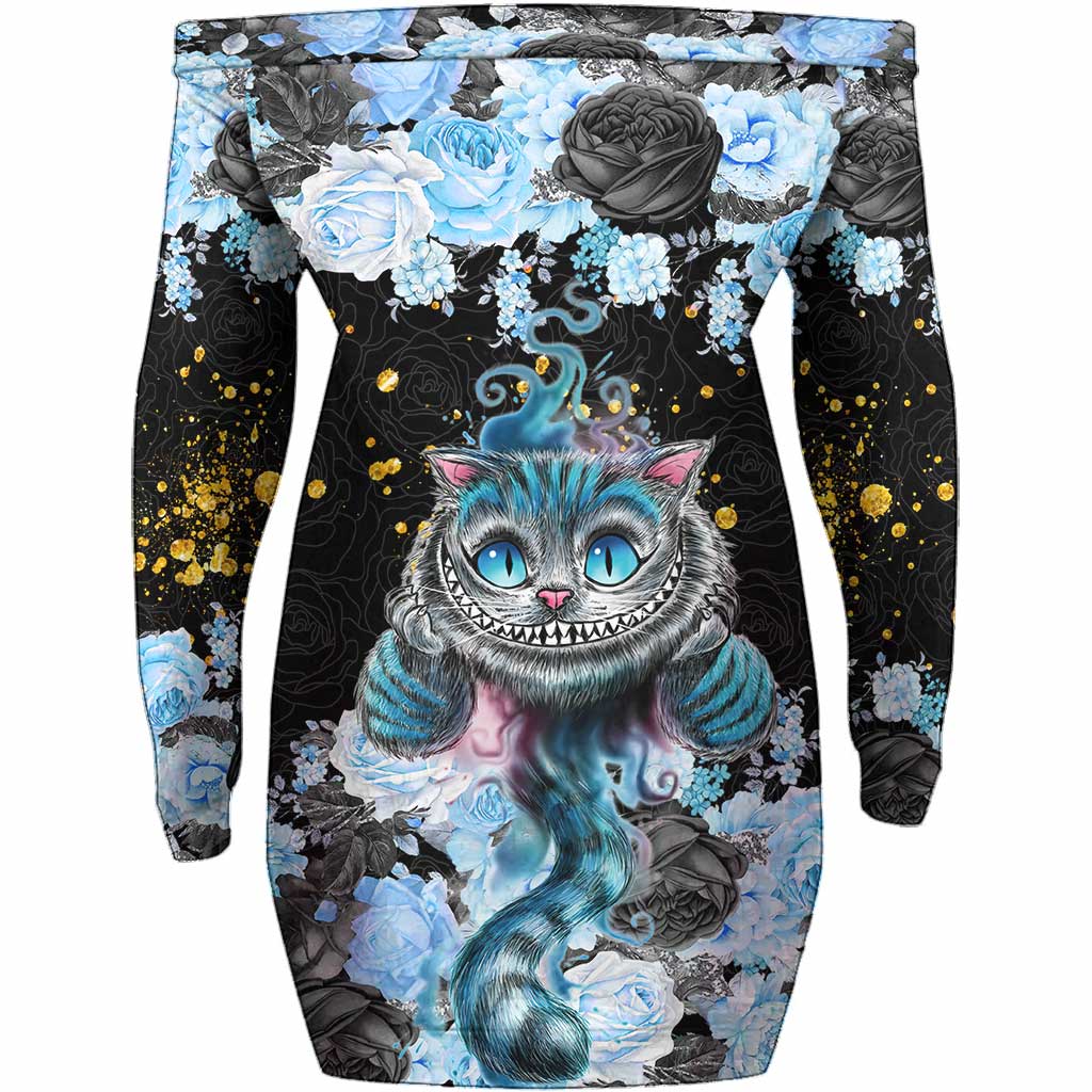 We're All Mad Here - Halloween Mouse Off Shoulder Long Sleeve Dress