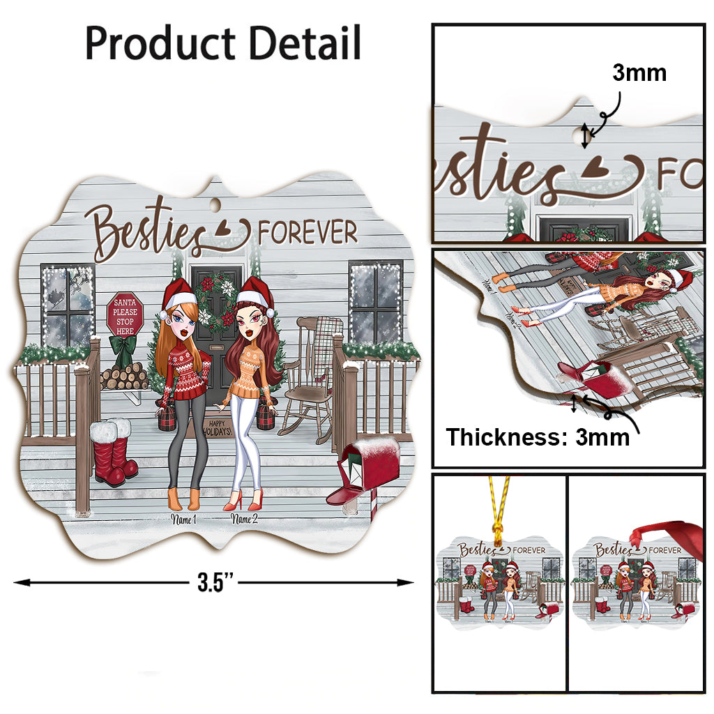 Bestie Forever - Personalized Christmas Bestie Ornament (Printed On Both Sides)