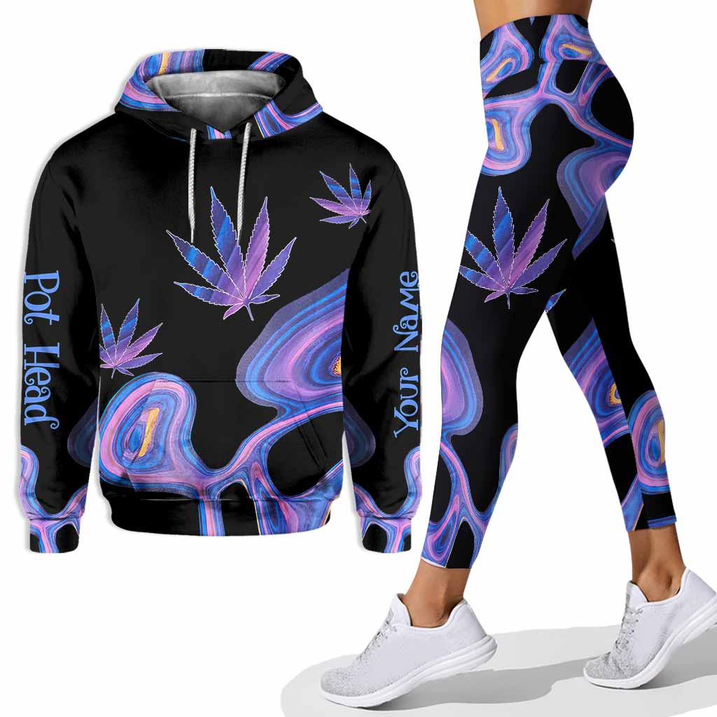 Get High Free Line Hologram - Personalized Weed Hoodie and Leggings