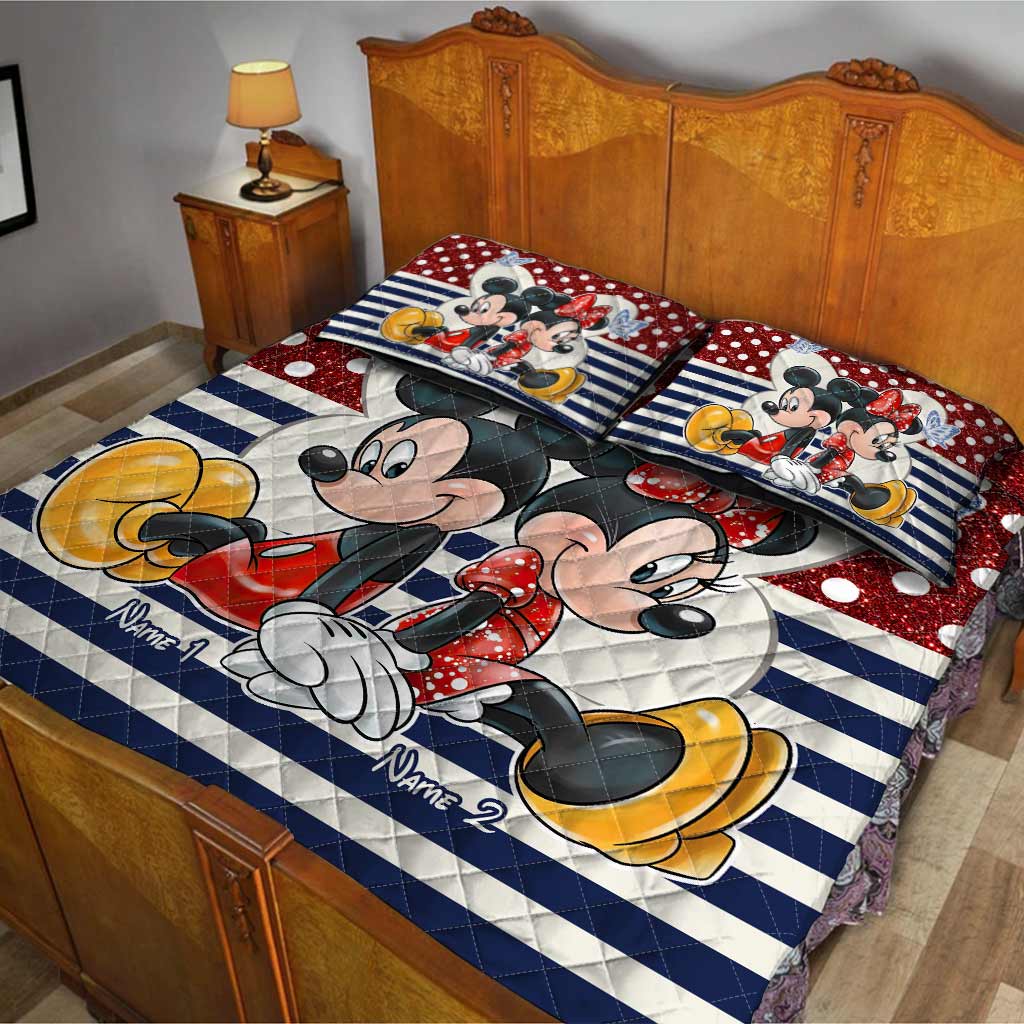 You & Me - Personalized Couple Mouse Quilt Set
