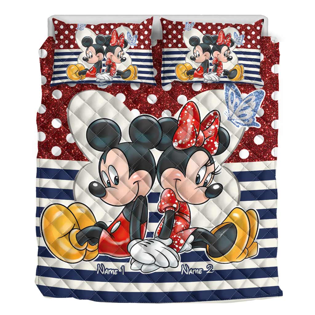 You & Me - Personalized Couple Mouse Quilt Set
