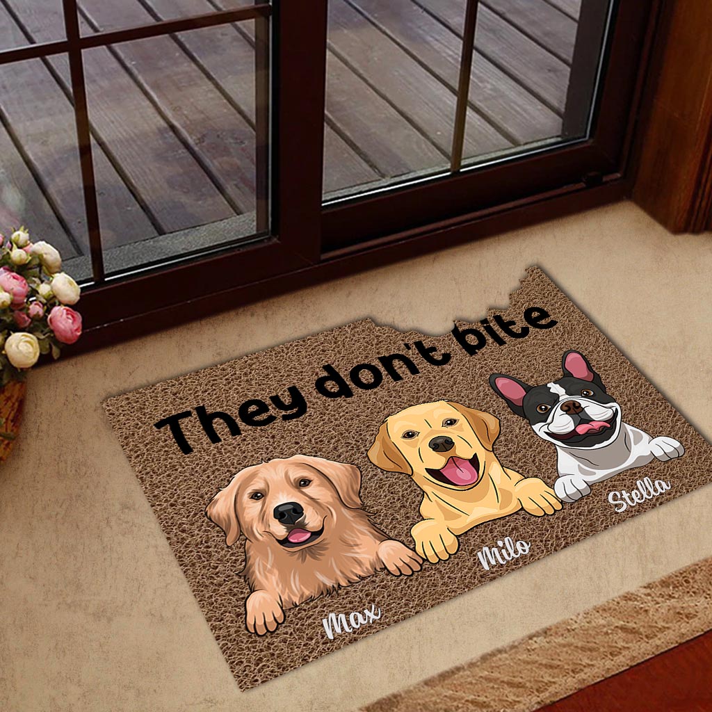 Beware Of Dogs - Personalized Dog Shaped Doormat