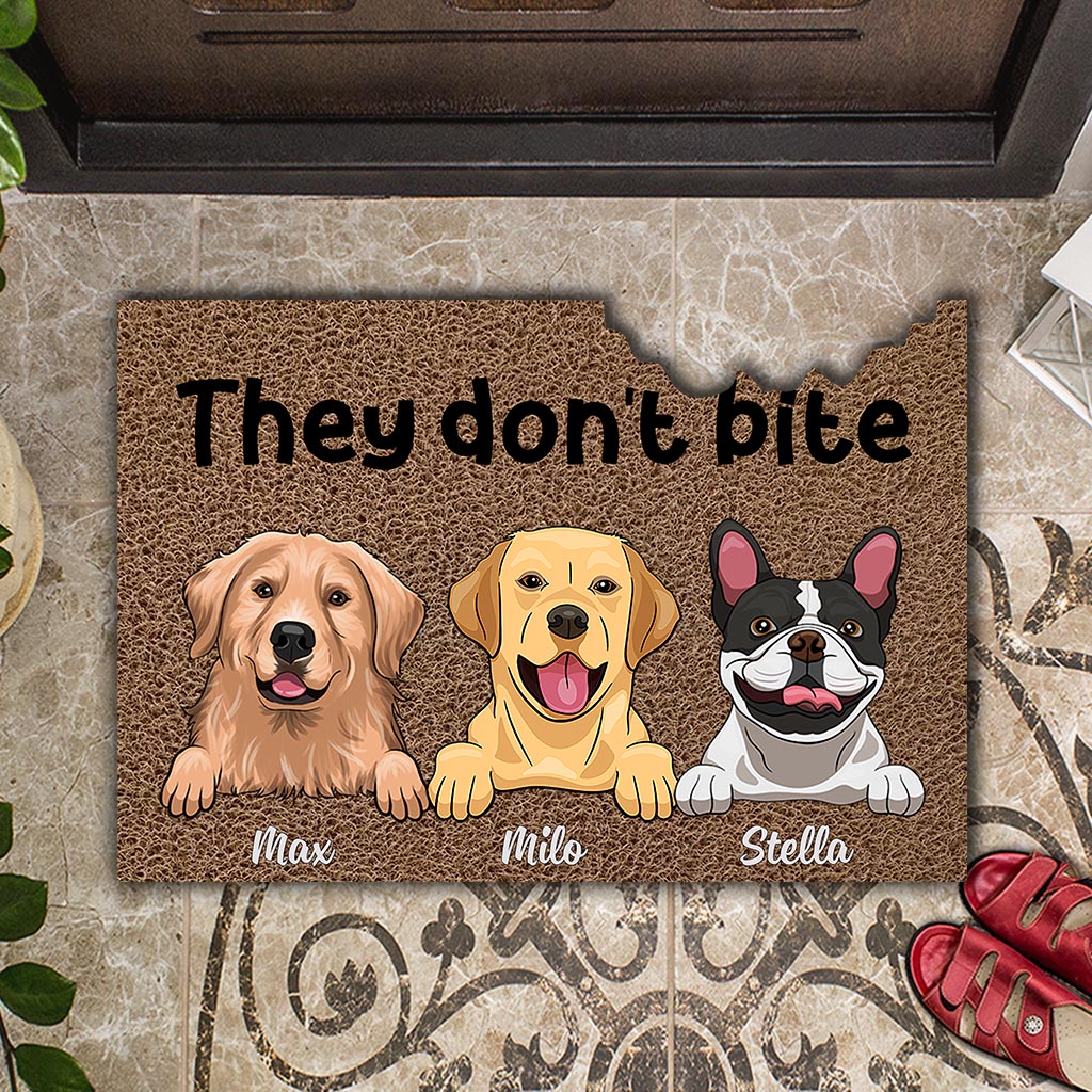 Beware Of Dogs - Personalized Dog Shaped Doormat