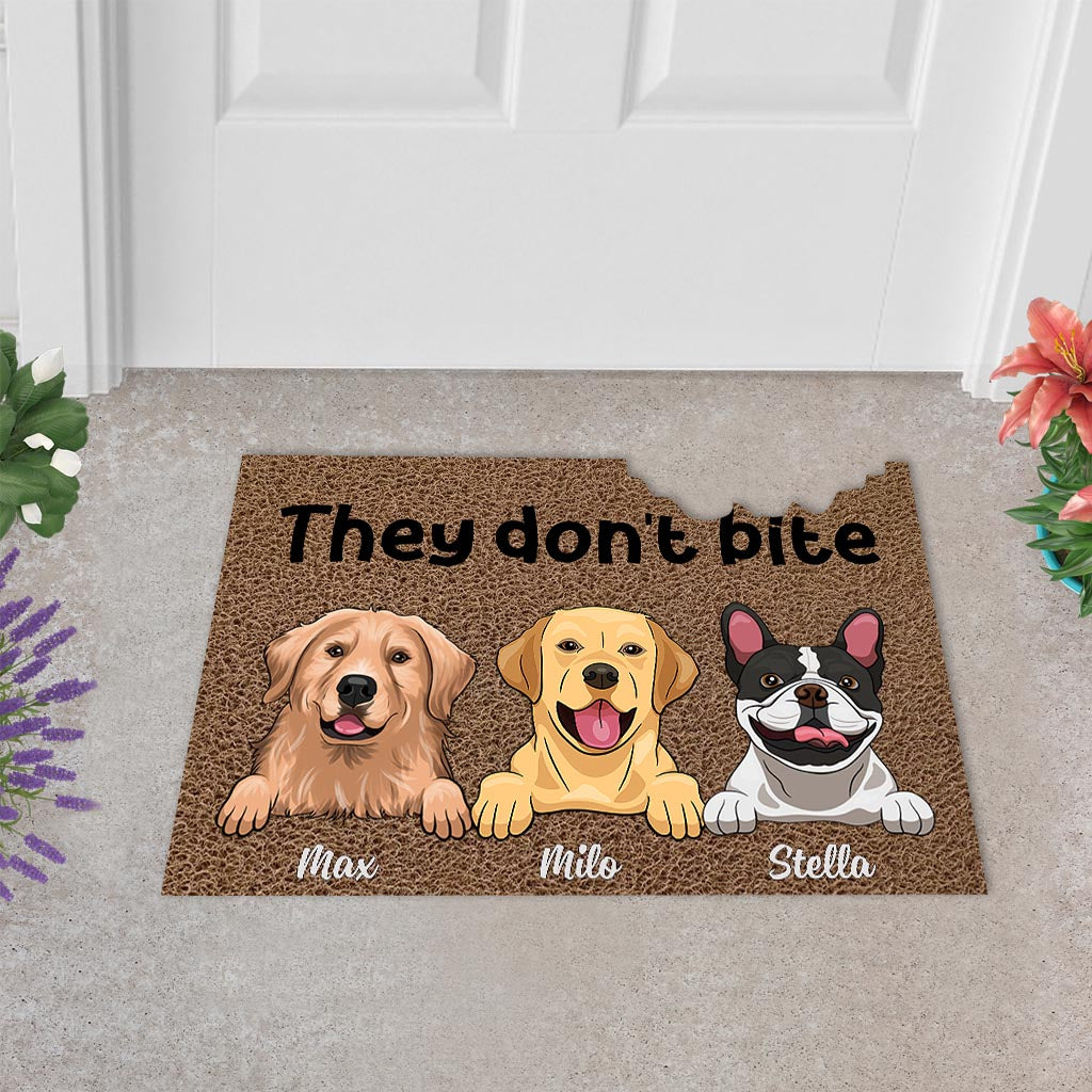Beware Of Dogs - Personalized Dog Shaped Doormat