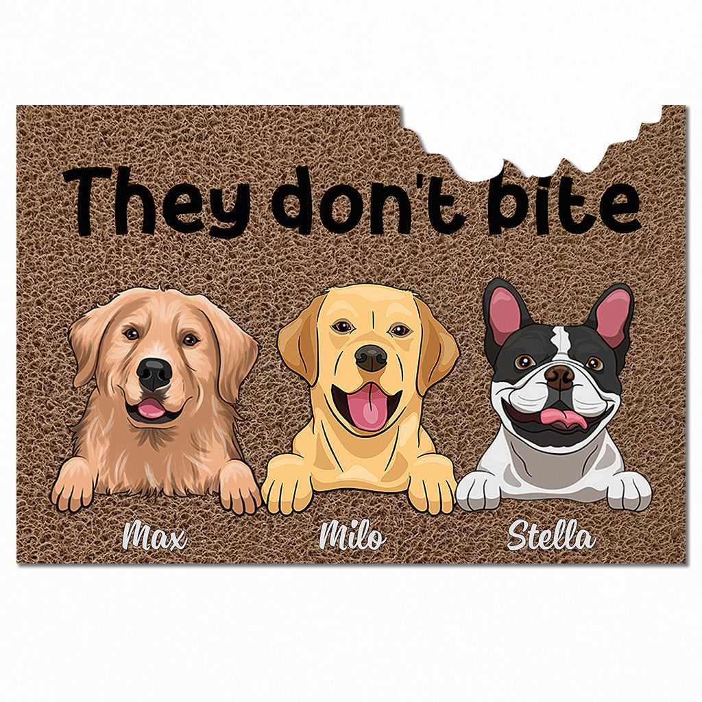 Beware Of Dogs - Personalized Dog Shaped Doormat