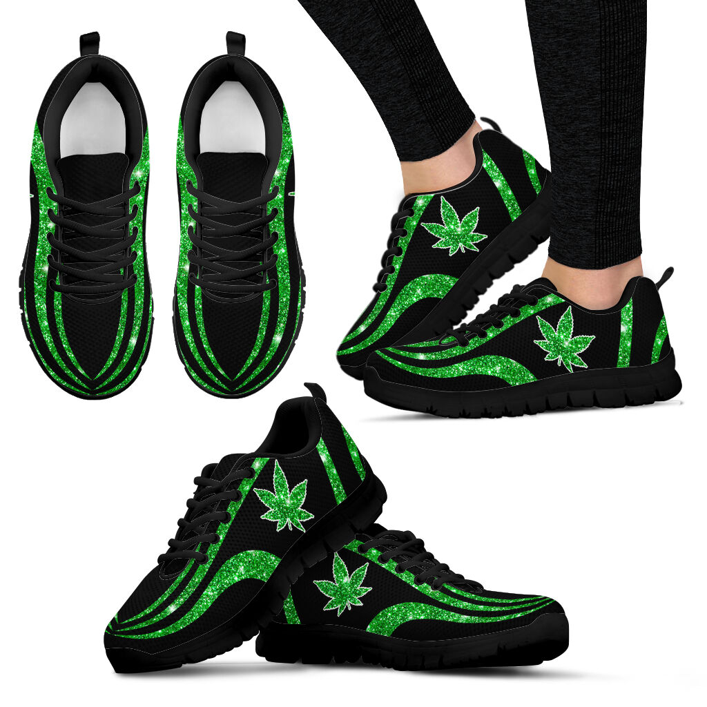 Sparkle Green Leaf - Weed Sneakers 0822