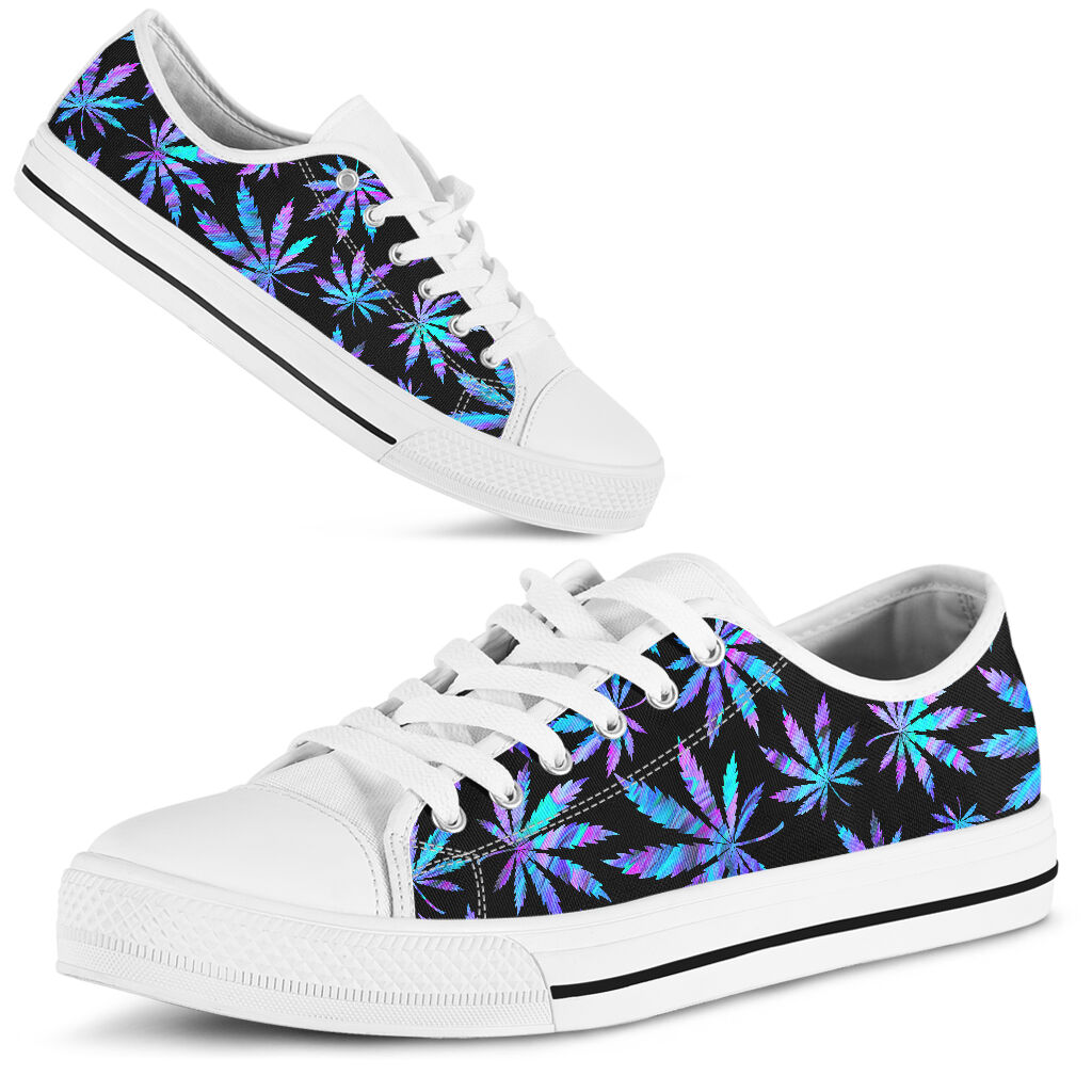 Holographic Leaves Pattern - Weed Low Top Shoes 0822