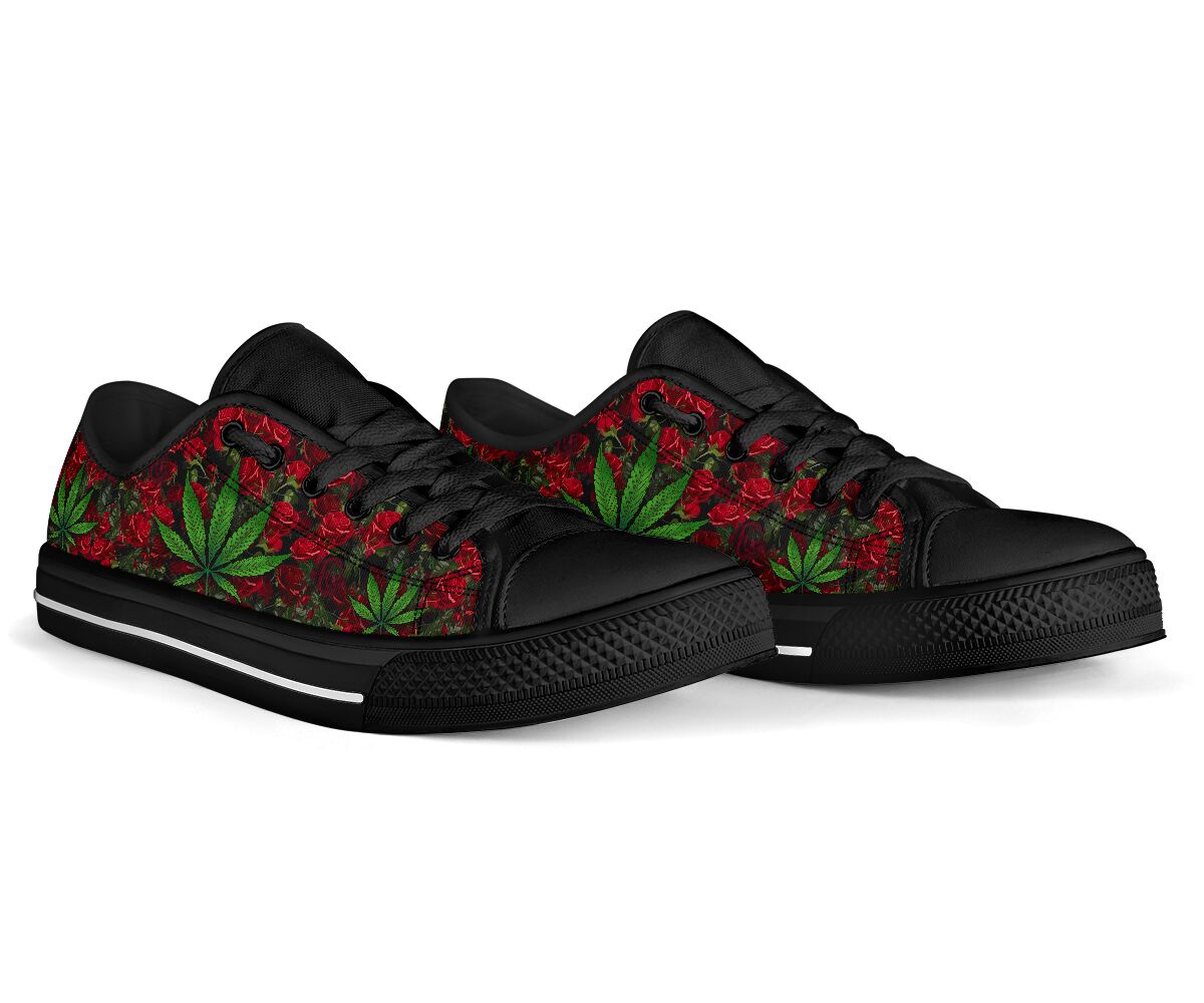 Roses And Leaves - Weed Low Top Shoes 0822