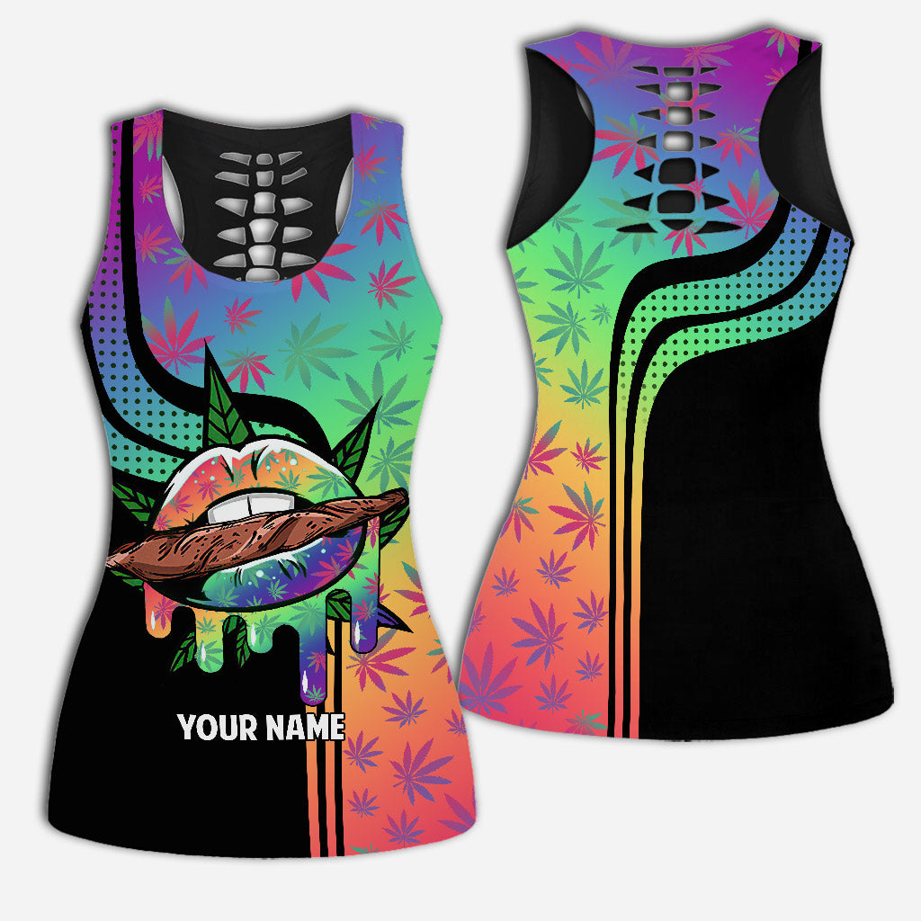 Rainbow Lips - Personalized Weed Hollow Tank Top and Leggings