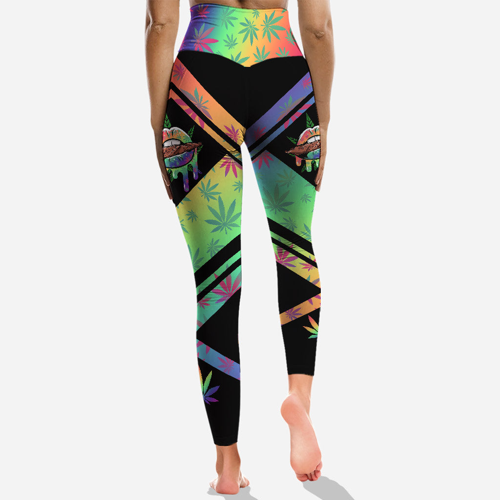 Rainbow Lips - Personalized Weed Hollow Tank Top and Leggings