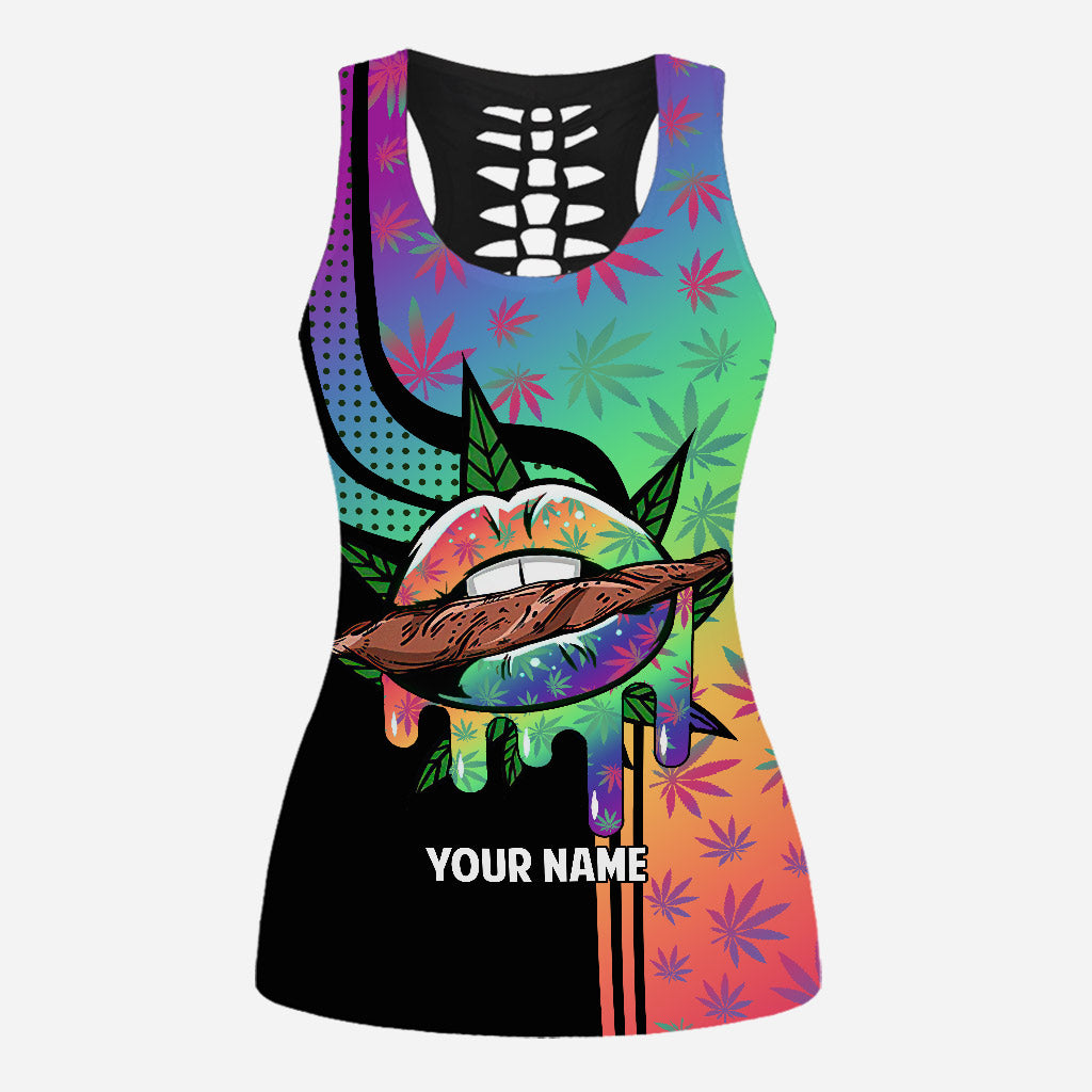 Rainbow Lips - Personalized Weed Hollow Tank Top and Leggings